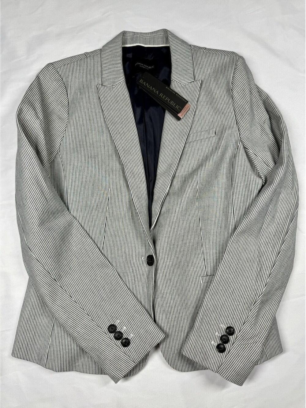 Banana Republic Blazer Women 6 Gray Jacket Preppy Career Wear Quiet Luxury NWT